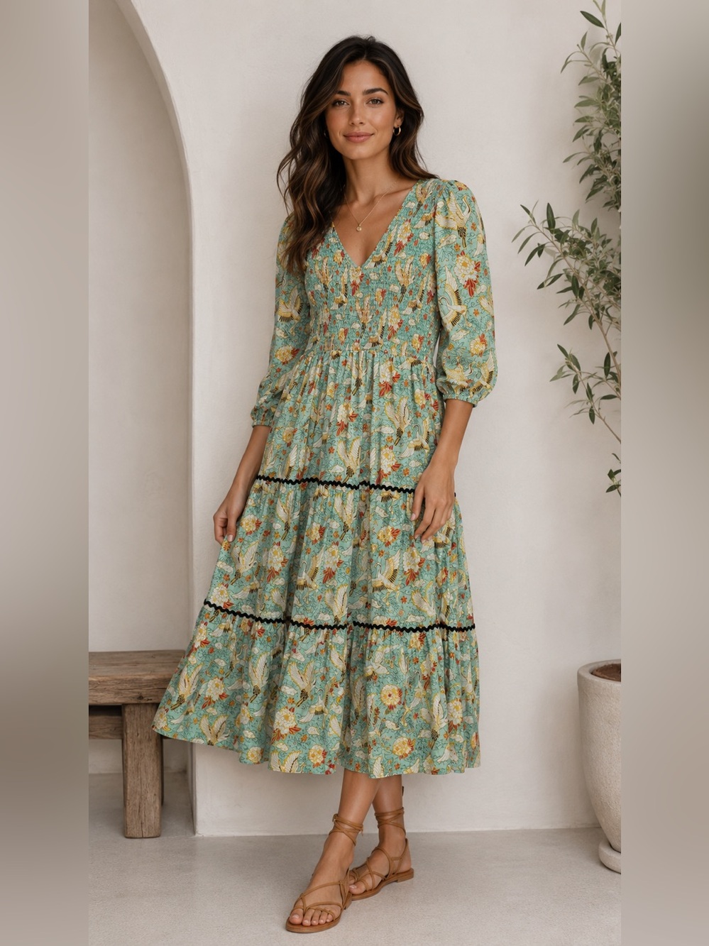 New Day Originals Floral Tiered Midi Dress